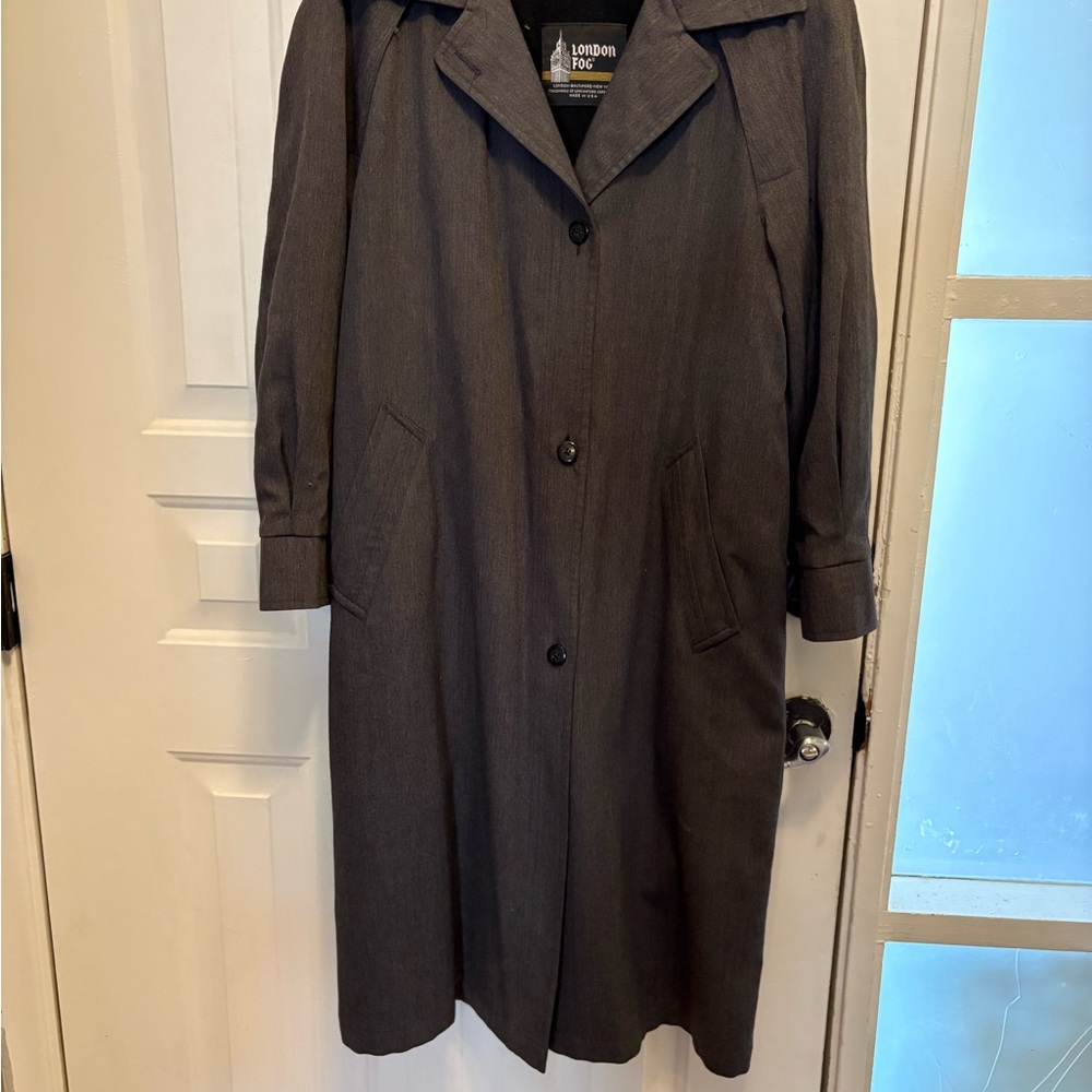 London Fog Ladies Charcoal Trench Coat